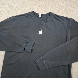 Apple Shirt Mens XL Black Long Sleeve Logo American Apparel Tech Distressed Y2K
